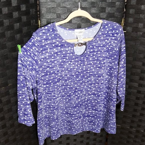 REBECCA MALONE* BLUE TOP W/POLKA DOTS *WOMEN SIZE XL - Picture 3 of 5